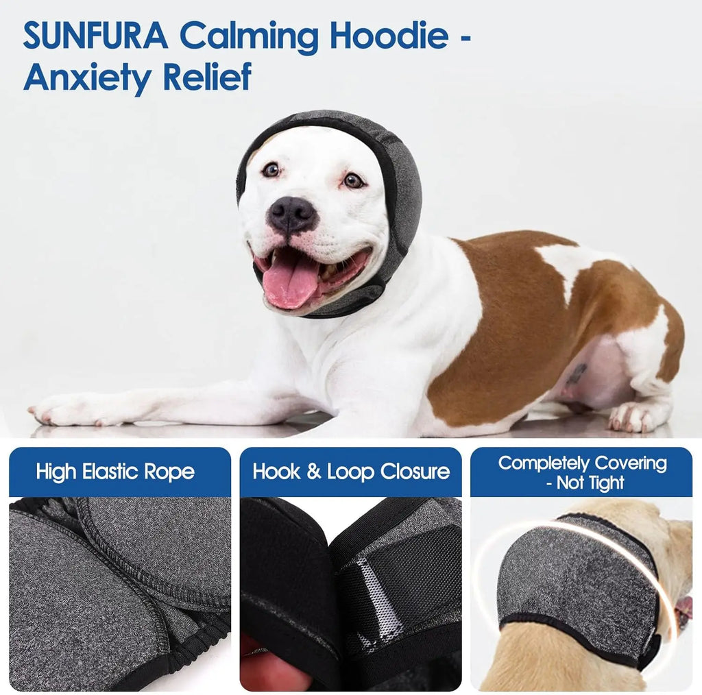 Anti Anxiety Dog Ear Muffs Hood Cover Noise Cancelling for Pets Prevent Head Shake during Grooming Force Dry Bath Trauma Care