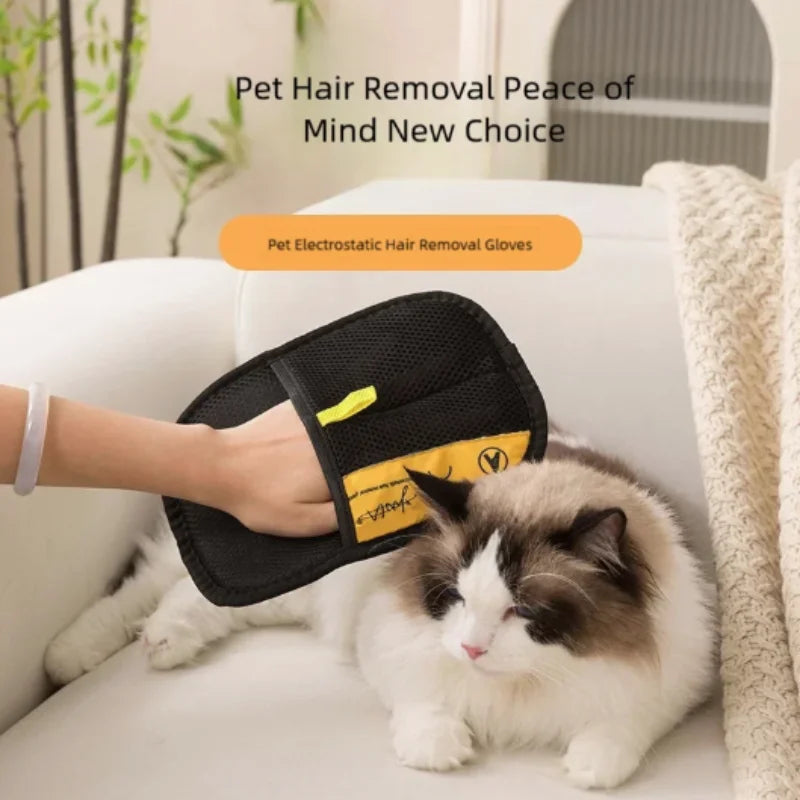 Double-Sided Reusable Pet Hair Removal Gloves for Efficient Fur and Hair Extraction from Upholstery and Carpets